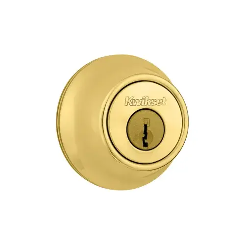 Single Cylinder Deadbolt, KW1 SmartKey, Radius Corner Adjustable Latch 2-3/8"-2-3/4" Backset, Grade 3, Bright Brass US3/605