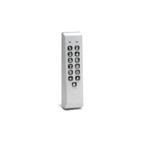 Indoor/Outdoor Mullion-Mount Weather Resistant Keypad, 120 Users, Surface Mount - Fits to Door Mullion, 1-2 amp Relay, Sounder, Backlit Hardened Keys, Door Bell Relay, Aluminum