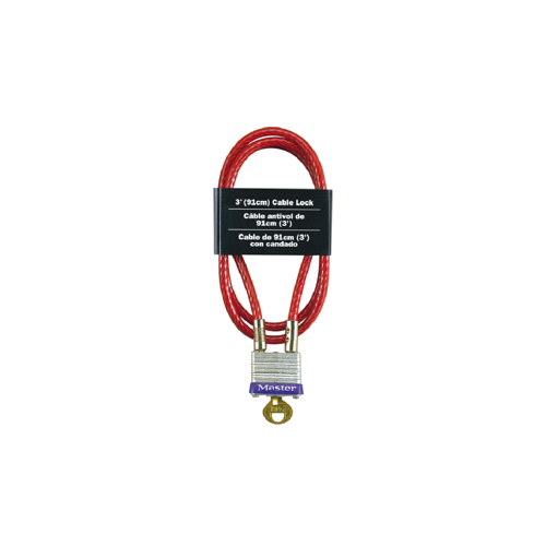 Locking Cable 719D 3/16" W X 36" L Steel 4-Pin Cylinder Red