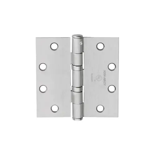 5-Knuckle Hinge, Standard Weight, Full Mortise, Oil Impregnated Bearing (TA), 4.5" x 4.5" (4545), Steel Base, Satin Chrome US26D/652, (NRP) Non-Removable Pin