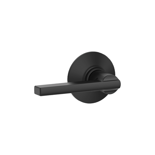 Passage Latitude Lever Grade 2, Radius Corner/Drive-In Adjustable Backset, Matte Black 622