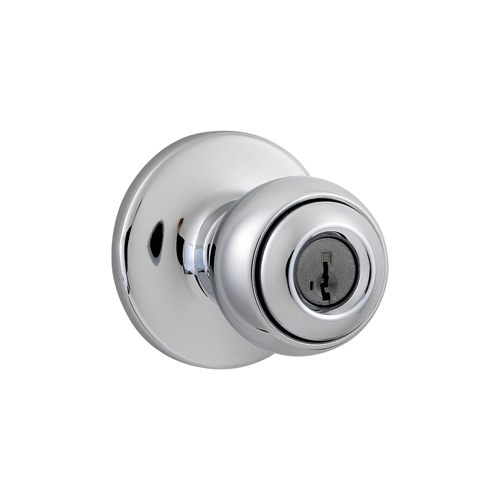 Kwikset 400P26-6ALRCS SMT Polo Entry Knob, KW1 SmartKey, 6-Way Adjustable Latch 2-3/8"-2-3/4" Backset, Grade 3, Polished Chrome US26/625