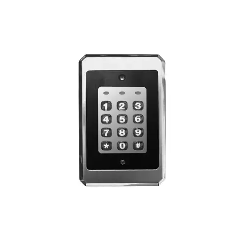 Nortek Security and Control 212ILW Indoor/Outdoor Flush-Mount Weather Resistant Keypad, 120 Users, Single Gang Design, Keypad Programmable, Hardened Backlit Keys, Heavy Chrome Plated Trim Ring, Built-in Assignable Sounder, Key Press Feedback via Sounder and Yellow LED, Bi-Color Red/Green LED Indicates Relay Status Satin Stainless Steel