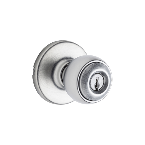 Kwikset 450P26D-6ALRCS Polo Storeroom Knob, KW1 Keyway, Keyed Alike 3, 6-Way Adjustable Latch 2-3/8"-2-3/4" Backset, Grade 3, Satin Chrome US26D/626