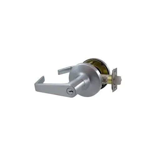 Electrified Storeroom Dane Lever, Fail Safe, 24V, 6-Pin, Less Core, Cylindrical Lock, Deadlatch, ANSI Strike, 2-3/4" Backset, Grade 1, UL, US26D/626 Satin Chrome