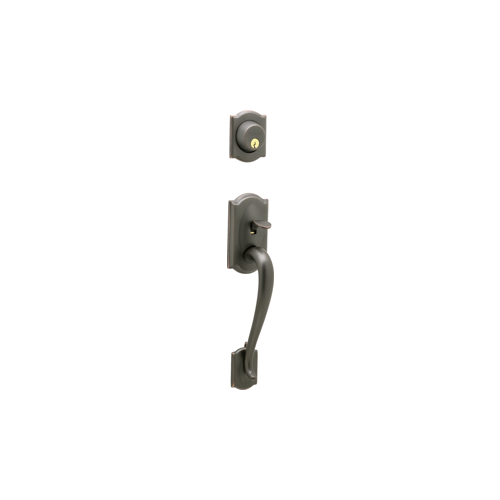 Camelot Series Handleset, Keyed Different Key, Solid Brass, Aged Bronze, 2-3/8 x 2-3/4 in Backset