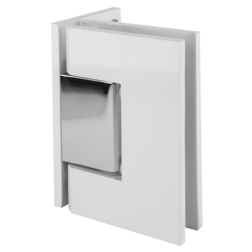 White with Chrome Accents Geneva 044 Series Wall Mount Offset Back Plate Hinge