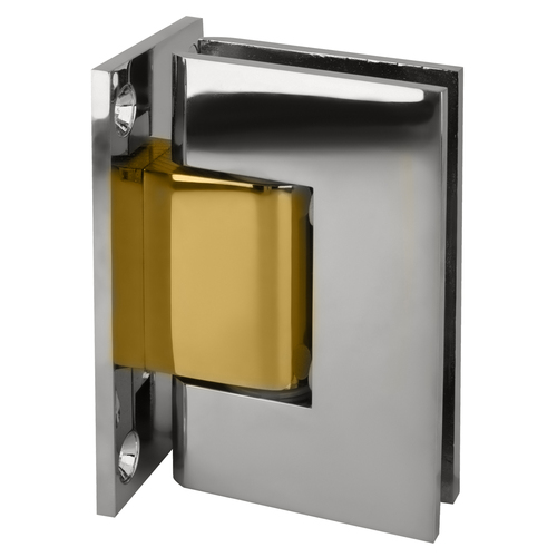 Chrome with Brass Accents Geneva 337 Series Adjustable Wall Mount Full Back Plate Hinge