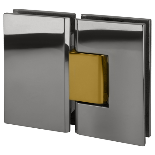 Chrome With Brass Accents Vienna 180 Series Glass-to-Glass Hinge