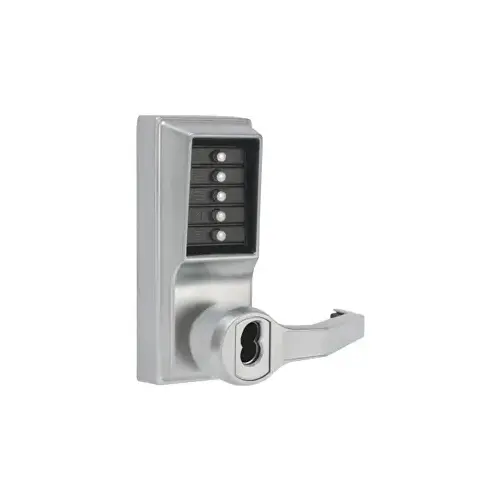 Cylindrical Lock, Combination Entry, Key Override, and Privacy (Lockout) (Requires 6 Locking Device Option) 1-3/4" (44mm) Door Thickness Only, 626/US26D Satin Chrome