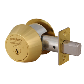 Medeco Security Locks 11C601-T-09-DL-P M3 Single Cylinder Commercial Deadbolt, 2-3/8" Backset, 6-Pin, DL Keyway, Pinned with 2 Keys, UL437 Grade 1, Antique Brass 09