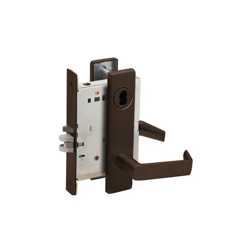 Classroom Mortise Lock with Small Format IC Less Core with 06 Lever and L Escutcheon Oil Rubbed Bronze Finish