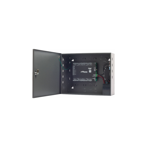 eMerge Essential Plus 4-Door Access Control Platform, 1 GHz Processor, 512 MB DDR2 On-Board RAM, 12VDC Power, Embedded Linux OS, Max 8 Users, Max 8 Readers, Max 8 Access Levels, 1,000 Cardholders, 32 Card Formats, Up to 12 Inputs plus 2 Digital