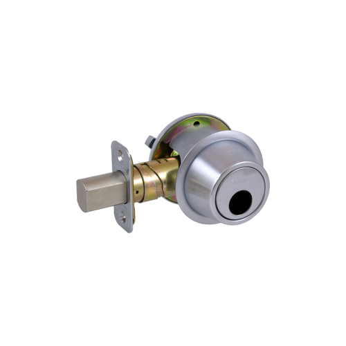 Single Cylinder Deadbolt, Grade 2, Adjustable 2-3/8" or 2-3/4" Backset, Less Cylinder, Satin Chrome