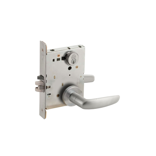 Classroom Mortise Lock with Large Format IC Core with 07 Lever and A Rose Satin Chrome Finish