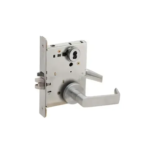 Entry / Office Mortise Lock Less Small Format Core with 06 Lever and A Rose Satin Chrome Finish