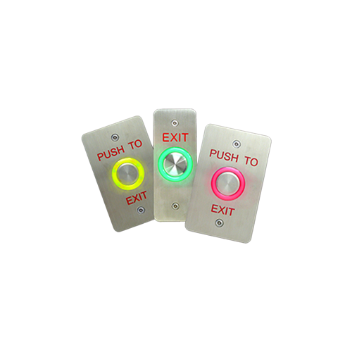 5277 Series Single Gang Piezo Electric Switch, 1-40 Second Time Delay Piezo Switch, Bi-Color LED Ring, Engraved "PUSH TO EXIT"