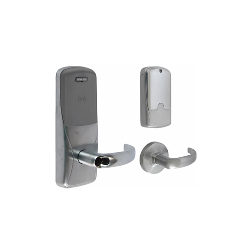 Standalone Proximity and Keypad Classroom/Storeroom Cylindrical Lock, Computer or Manually Programmed, Users Rights Stored on Lock, Sparta Lever with Yale LFIC (Yale 6 Pin Core not Included), Satin Chrome 626