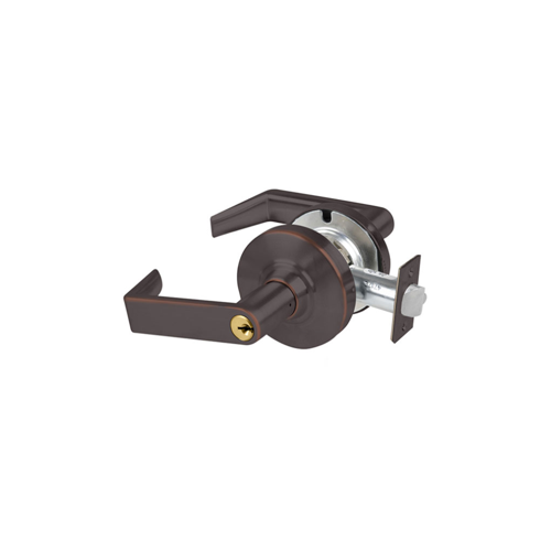 KIT - Grade 1 Entrance Rhodes Lever, Key in Lever, 6-Pin S145 Keyway (0-Bitted Brushed Brass Cylinder 606), 2-3/4" Backset, UL, ANSI Strike, Oil Rubbed Bronze 613, US10B