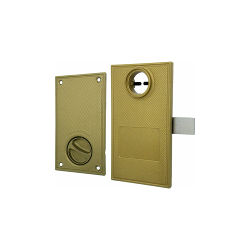 Swinging Gate Lockset, Double Cylinder, 1-1/4" Latch Projection, 5/8" Channel Size, Reversible Handing, Bronze Powder Coat