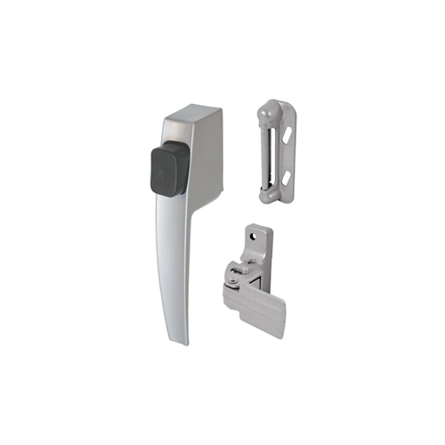 Pushbutton Latch, Aluminum, 5/8 to 1-1/4 in Thick Door Nickel