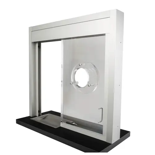 36" H x 36" W Horizontal Sliding Transaction Window Level 3 Bullet Resistant Left Hand Slide Clear Anodized Finish