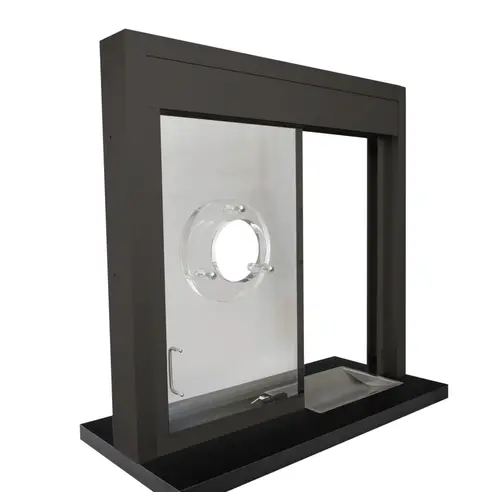 36" H x 36" W Horizontal Sliding Transaction Window Level 1 Bullet Resistant Right Hand Slide Dark Bronze Anodized Finish