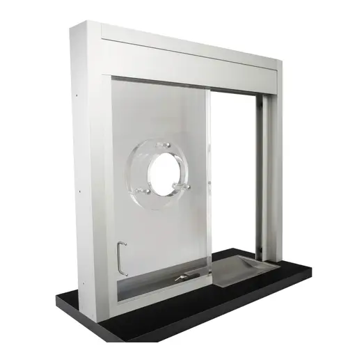 36" H x 36" W Horizontal Sliding Transaction Window Level 1 Bullet Resistant Right Hand Slide Clear Anodized Finish