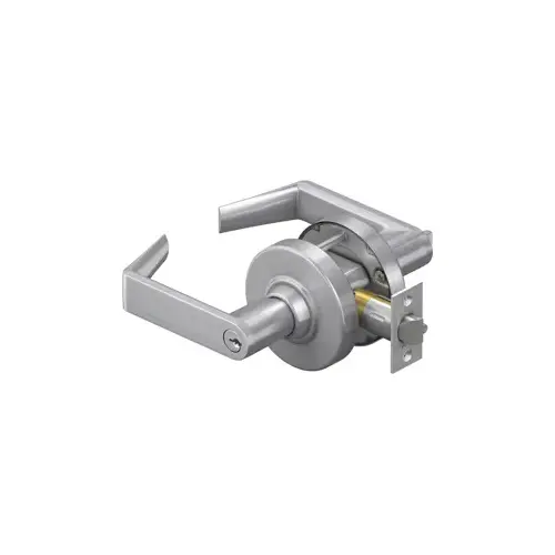 KIT - Grade 2, Entry Rhodes Lever, FSIC Prep, Schlage Large Format IC Core Included, 6-Pin C Keyway (1-Bitted Brushed Chrome Cylinder 626), 2-3/8" Backset, ANSI Strike, Satin Chrome 626, US26D