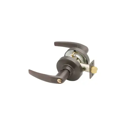 KIT - Grade 2, Office Athens Lever, Key in Lever, C145 Keyway (0-Bitted Brushed Brass Cylinder 606), 2-3/4" Backset, ANSI Strike, Oil Rubbed Bronze 613, US10B