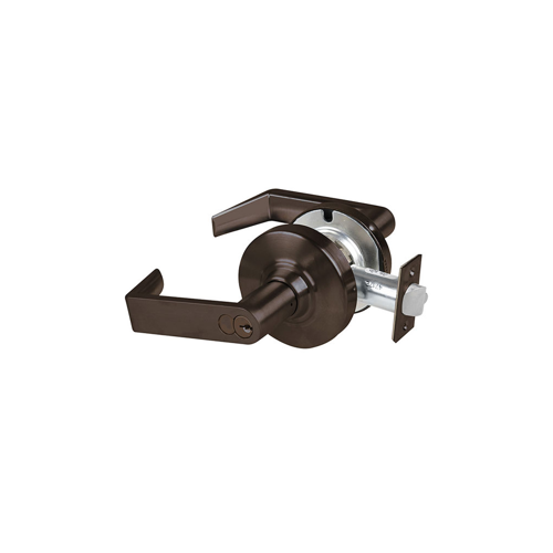 KIT - Grade 1 Vandlgard Entrance/Office Rhodes Lever, FSIC Prep, Schlage Large Format C145 Keyway Core (1-Bitted Brushed Brass Core 606), 2-3/4" Backset, UL, ANSI Strike, Oil Rubbed Bronze 613, US10B