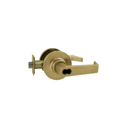 SFIC - Storeroom Lever Lockset, Small Format IC, Less Core, 2-3/8" Backset, ANSI Strike, Grade 2, Bright Brass US3/605