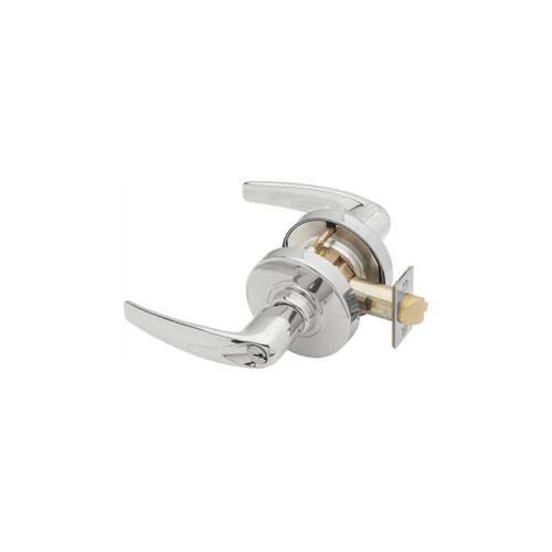 KIT - Grade 2, Office Athens Lever, Key in Lever, C Keyway (KD Brushed Chrome Cylinder 626), 2-3/8" Backset, ANSI Strike, Bright Chrome 625, US26