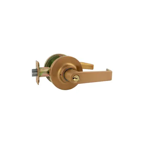 Storeroom Lever Lockset, Marks C Keyway, 6 Pin, 2-3/4" Backset, ANSI Strike, Grade 2, Satin Bronze US10/612