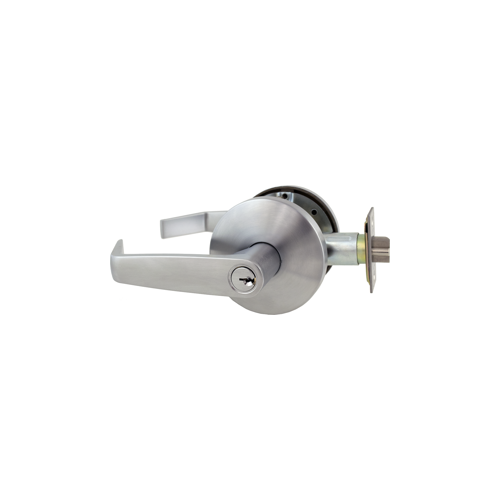 Storeroom Dane Lever, 6-Pin Cylinder, Schlage C Keyway, Keyed Different, Medium Duty, Cylindrical Lock, Deadlatch, ANSI Strike, 2-3/4" Backset, Grade 2, UL, US26D/626 Satin Chrome