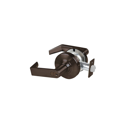 KIT - Grade 2, Entry Rhodes Lever, FSIC Prep, Schlage Large Format IC Core Included, 6-Pin C Keyway (1-Bitted Dark Brown Cylinder 613), 2-3/4" Backset, ANSI Strike, Oil Rubbed Bronze 613, US10B