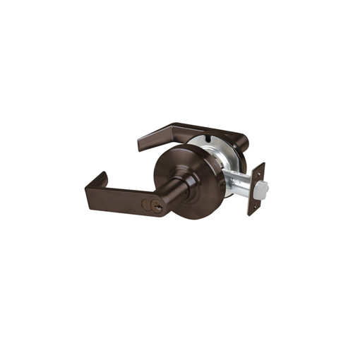 KIT - Grade 2, Office Rhodes Lever, FSIC Prep, Schlage Large Format IC Core Included, 6-Pin C Keyway (1-Bitted Dark Brown Cylinder 613), 2-3/4" Backset, ANSI Strike, Oil Rubbed Bronze 613, US10B