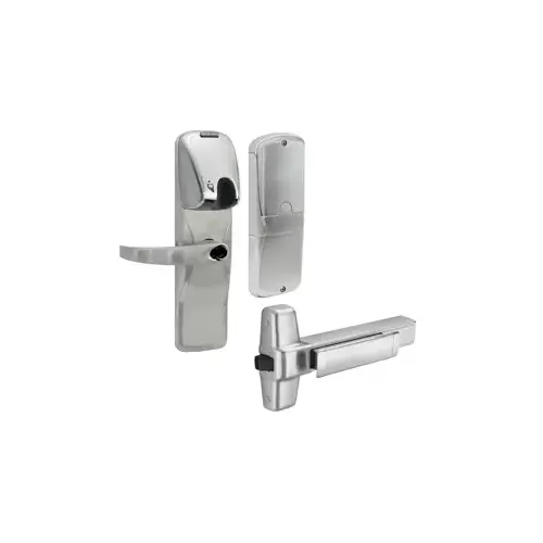 KIT - Mag-Stripe (Insert Card) Networked Hardwired Exit Trim for Rim Exit Device, Sparta Lever, FSIC Prep, Schlage Large Format IC Core Included, 6-Pin C Keyway (1-Bitted Brushed Chrome Cylinder 626), Satin Chrome 626, US26D