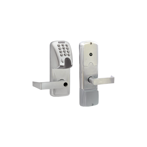 KIT - Mag-Stripe (Insert Card) and Keypad Stand Alone Apartment Mortise Lock, Rhodes Lever, Key in Lever, 6-Pin C Keyway (0-Bitted Brushed Chrome Cylinder 626), Satin Chrome 626