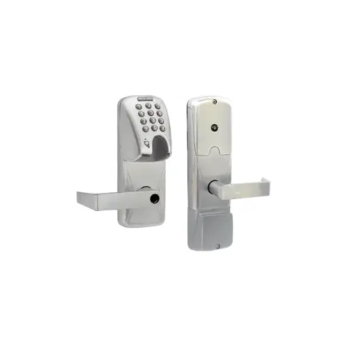 KIT - Mag-Stripe (Insert Card) and Keypad Stand Alone Apartment Cylindrical Lock, Rhodes Lever, Key in Lever, 6-Pin C Keyway (0-Bitted Brushed Chrome Cylinder 626), Satin Chrome 626