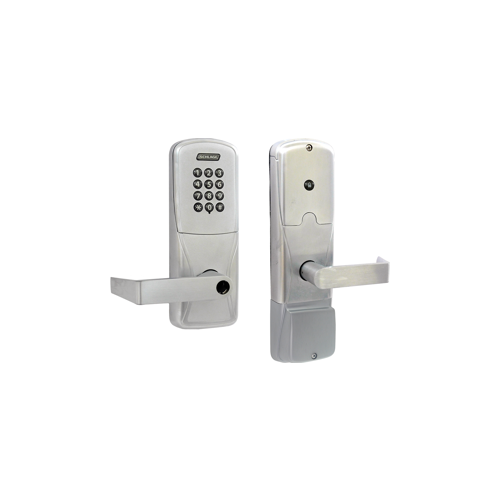 KIT - Keypad Stand Alone Privacy Mortise Lock, Rhodes Lever, Key in Lever, 6-Pin C Keyway (0-Bitted Brushed Chrome Cylinder 626), Satin Chrome 626