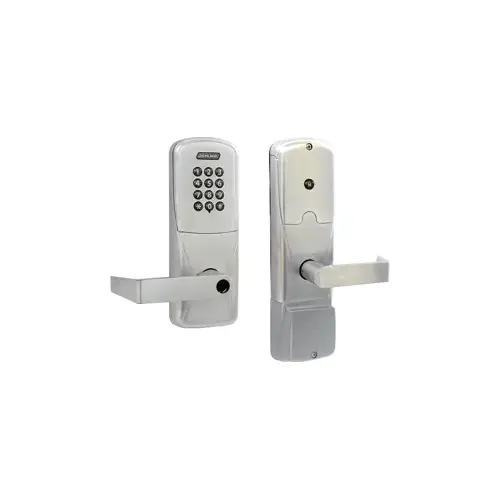 KIT - Keypad Stand Alone Office Cylindrical Lock, Rhodes Lever, Key in Lever, 6-Pin C Keyway (0-Bitted Brushed Chrome Cylinder 626), Satin Chrome 626