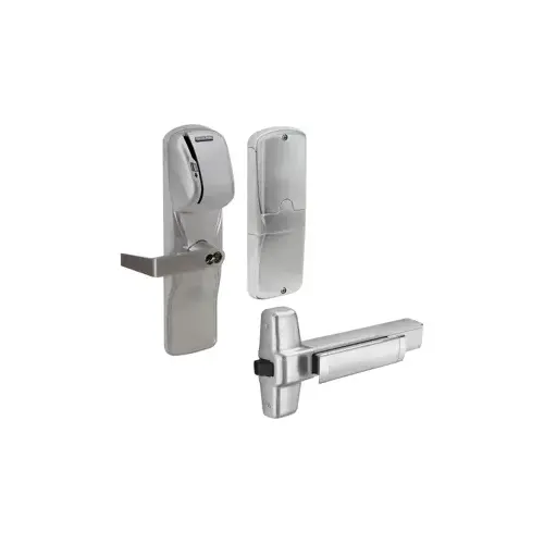 KIT - Mag-Stripe (Swipe Card) Networked Hardwired Exit Trim for Rim Exit Device, Rhodes Lever with FSIC Prep (Schlage Full Size IC Core not Included), Satin Chrome 626