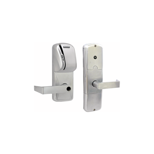 KIT - Mag-Stripe (Swipe Card) Networked Hardwired Privacy Cylindrical Lock, Rhodes Lever Less Cylinder (Conventional Cylinder not Included), Satin Chrome 626