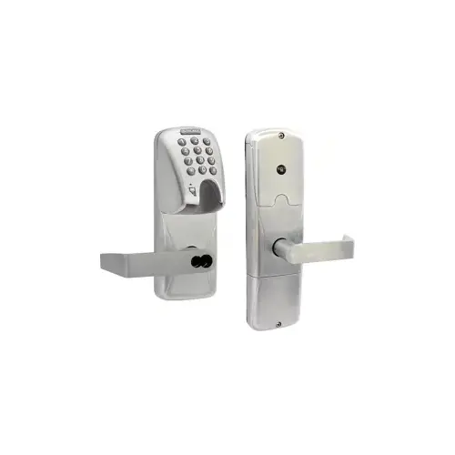 KIT - Mag-Stripe (Insert Card) and Keypad Stand Alone Office Mortise Lock, Rhodes Lever, FSIC Prep, Schlage Large Format IC Core Included, 6-Pin C Keyway (1-Bitted Brushed Chrome Cylinder 626), Satin Chrome 626, US26D