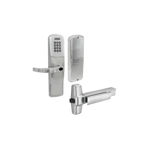 KIT - Keypad Networked Hardwired Exit Trim for Rim Exit Device, Sparta Lever with SFIC Prep (Small Format IC Core not Included), Satin Chrome 626