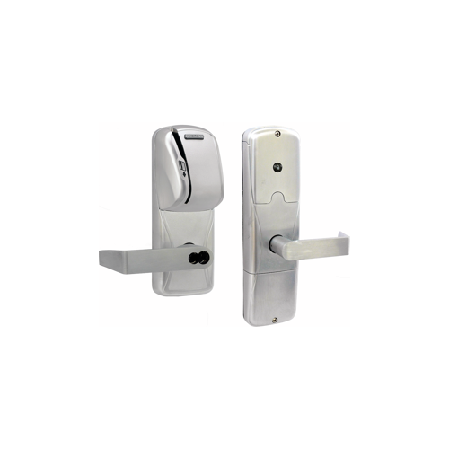 KIT - Mag-Stripe (Swipe Card) Networked Hardwired Privacy Cylindrical Lock, Rhodes Lever with FSIC Prep (Schlage Full Size IC Core not Included), Satin Chrome 626