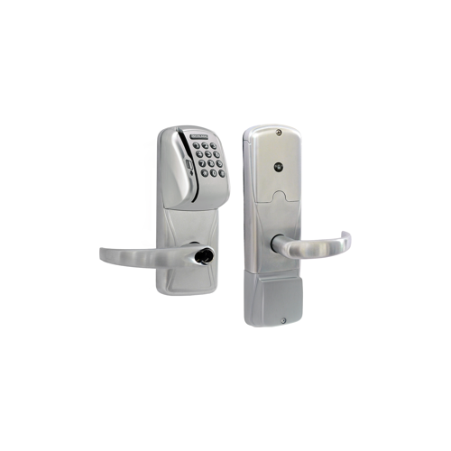 KIT - Mag-Stripe (Swipe Card) and Keypad Stand Alone Privacy Cylindrical Lock, Sparta Lever, FSIC Prep, Schlage Large Format IC Core Included, 6-Pin C Keyway (1-Bitted Brushed Chrome Cylinder 626), Satin Chrome 626, US26D