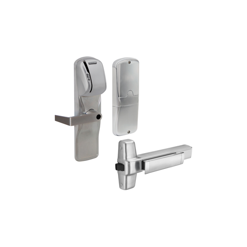 KIT - Mag-Stripe (Swipe Card) Networked Hardwired Exit Trim for Rim Exit Device, Rhodes Lever Less Cylinder (Conventional Cylinder not Included), Satin Chrome 626