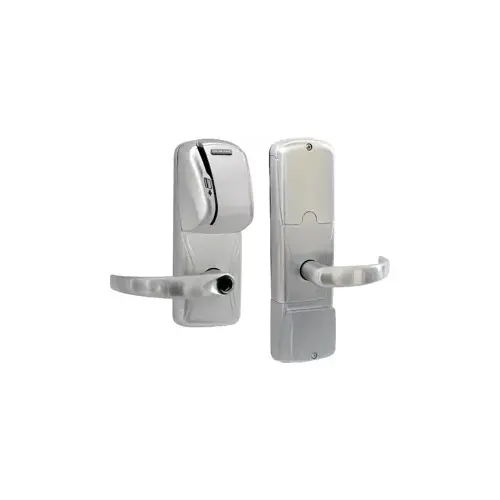 KIT - Mag-Stripe (Swipe Card) Stand Alone Classroom/Storage Cylindrical Lock, Sparta Lever, Key in Lever, 6-Pin C Keyway (0-Bitted Brushed Chrome Cylinder 626), Satin Chrome 626